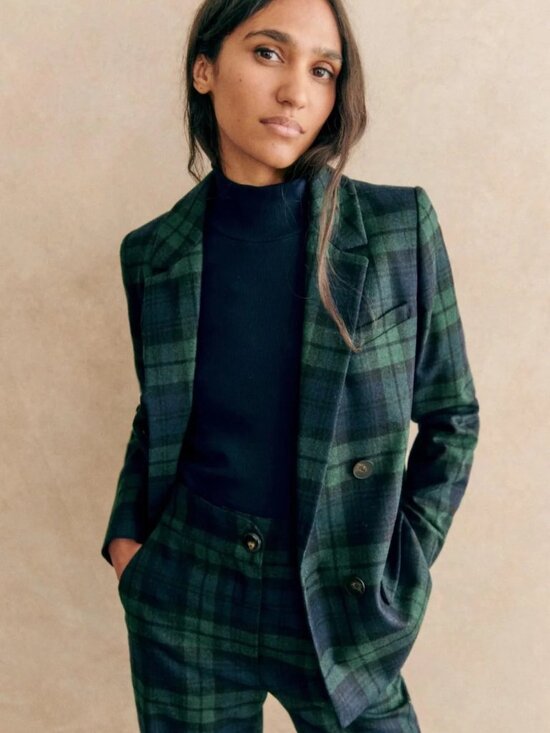 Sezane Jackets & Blazers - Sézane Christie jacket in Navy Tartan, size FR38 ~ NWOT!
